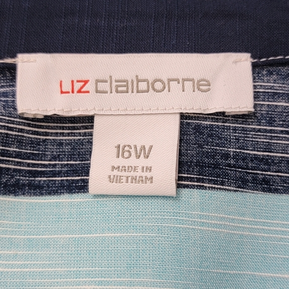 Liz Clairborne Multi Color V-Neck Sleeveless Striped A-Line Midi Dress 16W NEW - Picture 10 of 10